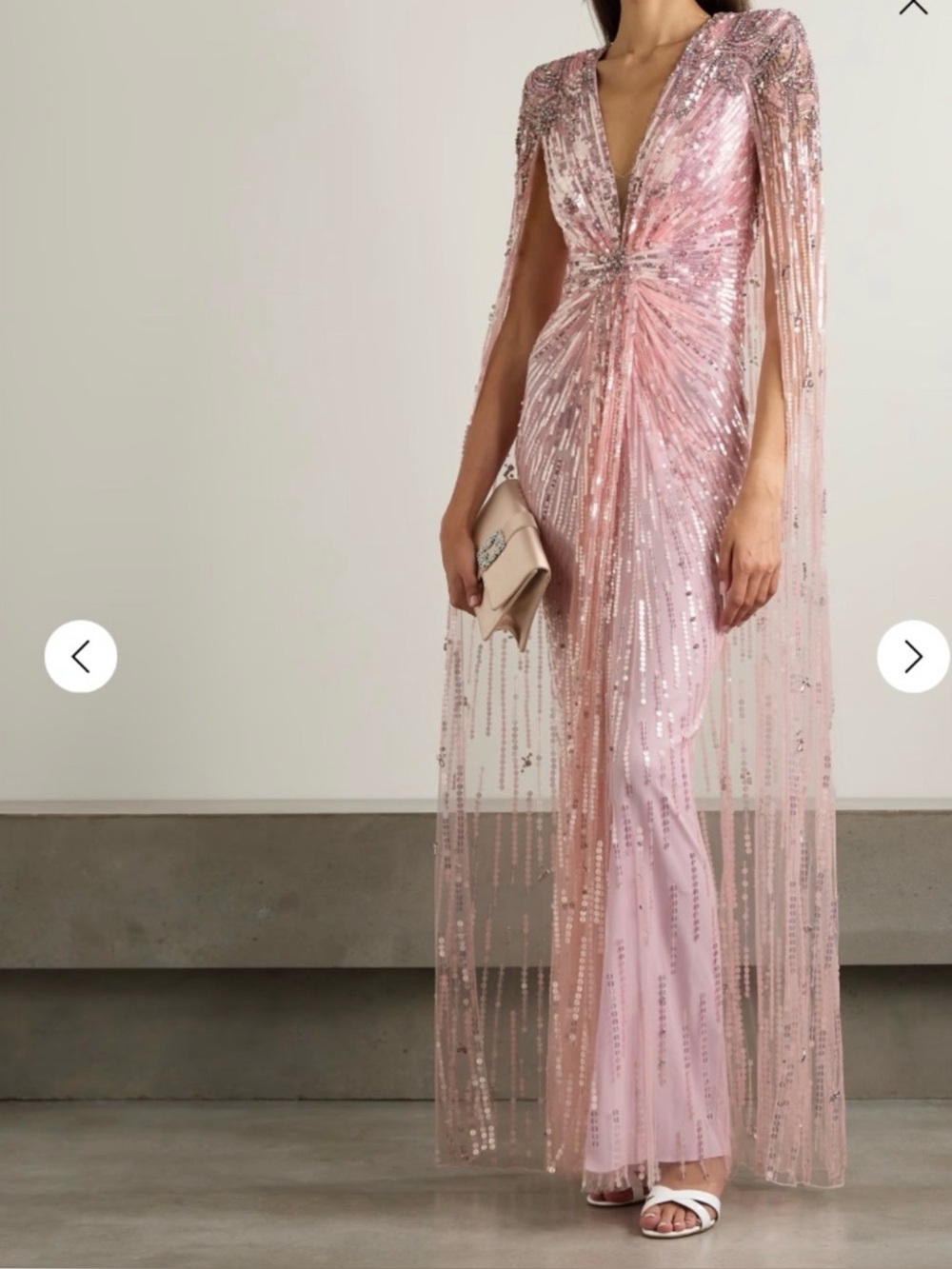 Jenny Packham gold rush embellished cape effect tulle gown